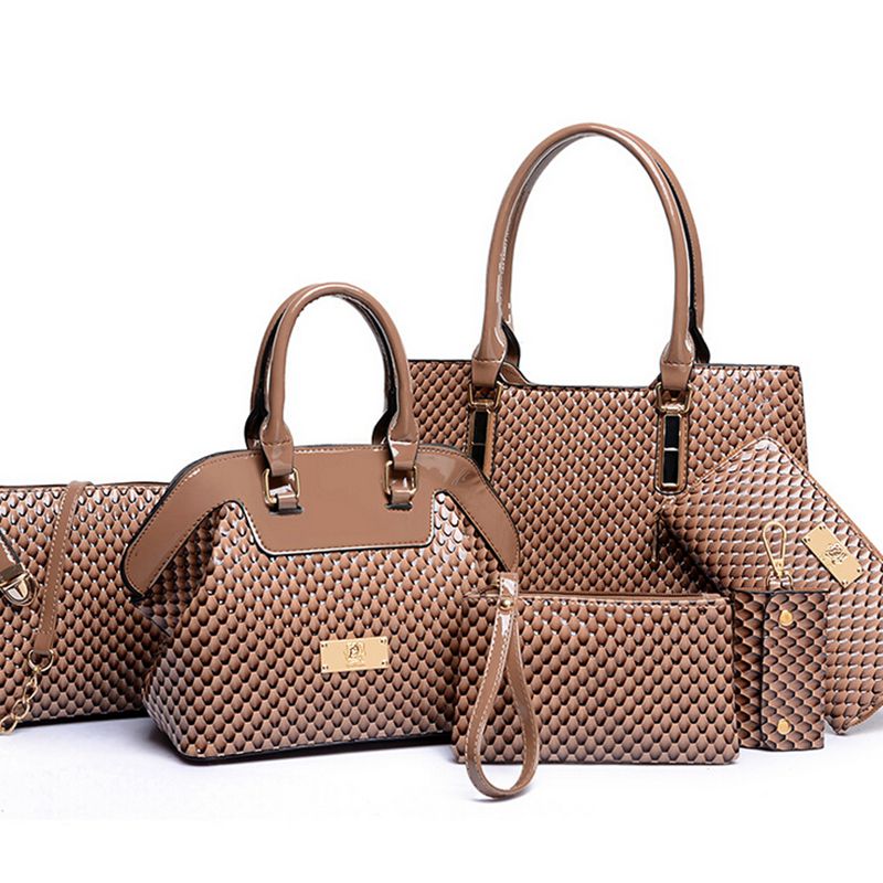 Fashion Casual Serpentine Handbag top PU leather Women Handbag Crossbody Bag Handbag+Messenger Bag+clutch+Wallet 6 sets  A40-341