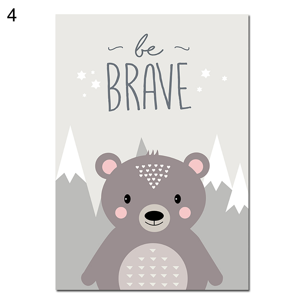 Pintura en lienzo de dibujos animados de zorro, búho, ciervo, pintura