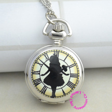 fashion quartz antique pocket watch woman alice in wonderland rabbit cat women vintage fob watches retro