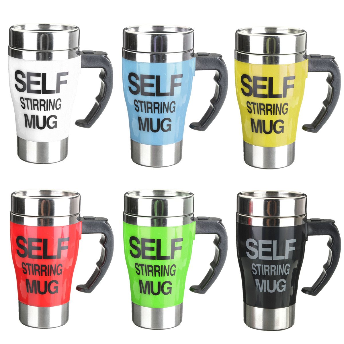 Unique New Stylish 6 colors Stainless Steel Lazy Self Stirring Mug Auto Mixing Tea Milk Coffee