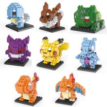 Pokemon Figures Model Toys Pikachu Charmander Squirtle Mewtwochild Snorlax Dragonite Lapras brinquedos Diamond Building Blocks