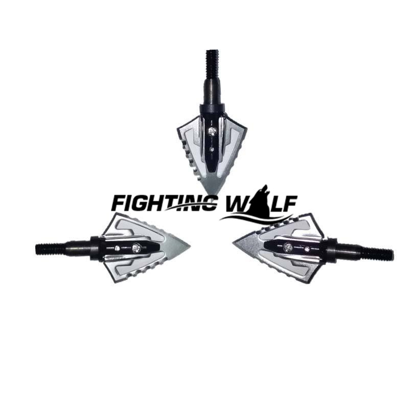 Outdoor Hunting Accessories Black Silver Fighter Style Blade Broadheads Sharp Archery Arrow Heads Hunting Edged Bow