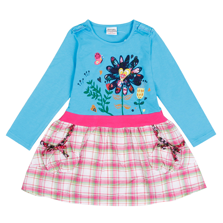 2015 new striped baby girls dress new design cartoon character embroidered  cotton short sleeve summer dress nova kids wear