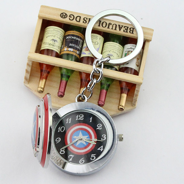 Fashion Jewelry Wholesale a lot Captain America Pocket Watch Pendant Keychain