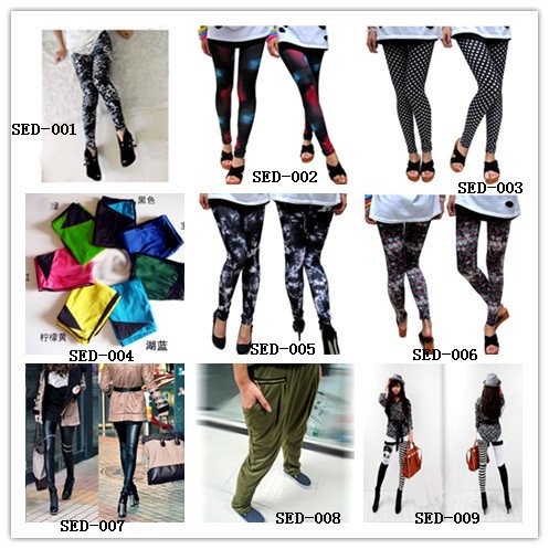 East Knitting FREE SHIP+Wholesale 5pc/lot SED-063 Shiny Metallic High Waist Black Stretch Leather Leggings/Tights/Pants S/M/L