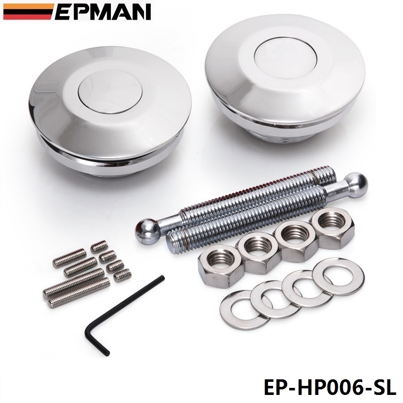 EPMAN Universal Push Button Billet Hood Pins Lock Clip Kit Car Quick Latch New Default color is Silver EP-HP006-SL