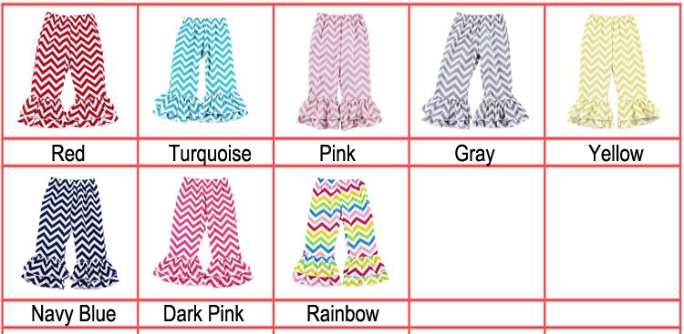 Hot sale Girls Chevron Ruffle Pants Baby Leggings baby trousers wholelsales