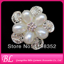 100pieces/lot 55mm wholeasale fashion pearl rhinestone brooch in bulk