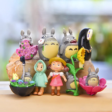 Hot 9pcs Japanese Anime My Neighbor TOTORO Figures Faceless Flower Totoro Model Collection Best Gift