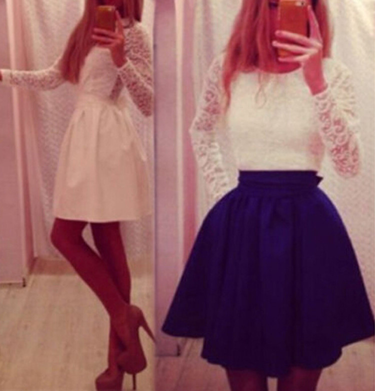 2015-New-Women-Lace-Chiffon-Dresses-O-neck-Long-Sleeve-Spring-Autumn-White-Blue-Sexy-Mini