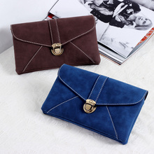 New Year Women’s Vintage Nubuck Leather Small Messenger Bag For Women Small Black Clutch Wallet Envelope Bag Bolsas Dollar price