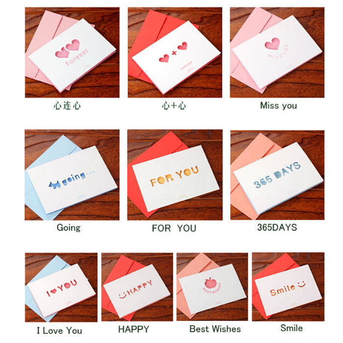 10PCS Floral Folding Greeting Card Thank You Card Birthday Christmas Card with Envelope Stationery