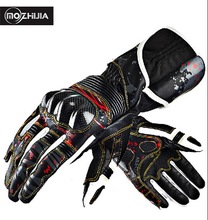 2016 New genuine mozhijia carbon fiber and leather motorcycle gloves motorbike Knight Moto racing glove size M L XL XXL