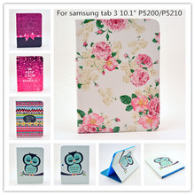 New P5200 Case For Samsung Galaxy Tab3 tab 3 10.1″ P5200 P5210 Cover Owls elephant Tablet PC Leather Holster Cover Stand Case