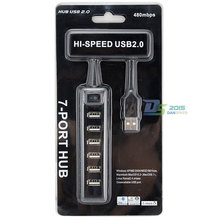 7 Port USB 2.0 Hub High Speed Adapter for Tablet PC Smartphone Laptop Macbook@homegarden2014