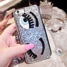 Luxury 3D Flirting Eyes Brilliant Miss Gossip Chiara Ferragni Glitter Plastic Mobile Phone Cases For iPhone 5 5S 6 6S 6plus 5.5