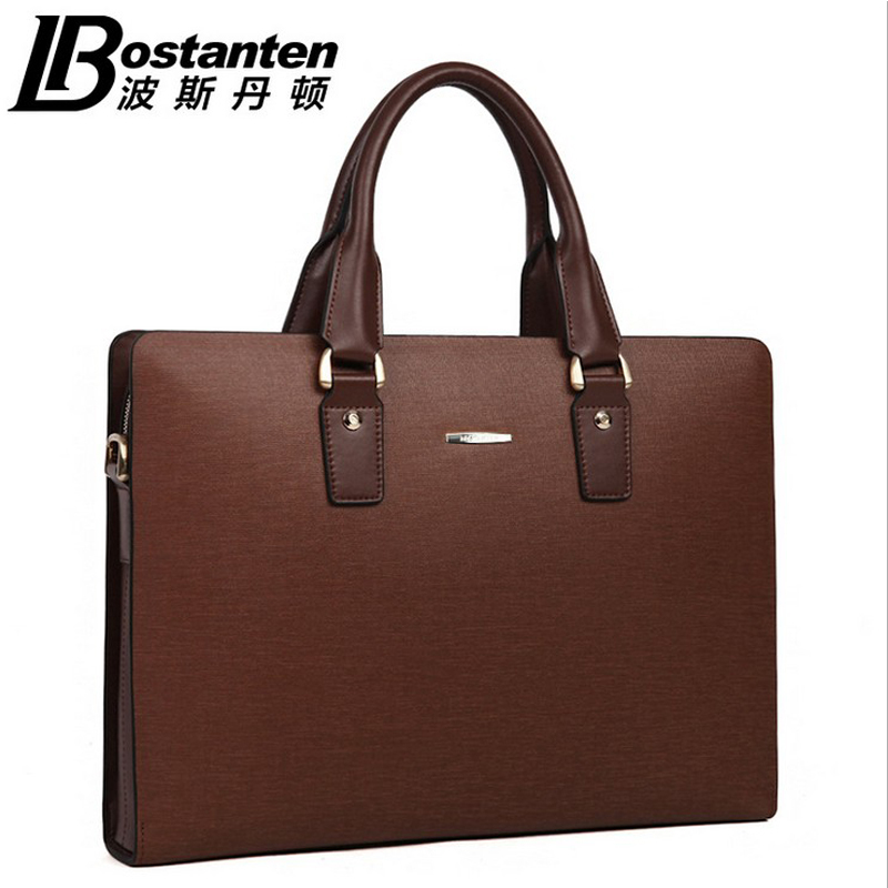 100% Cowhide Men Briefcase Top GENUINE LEATHER Business Messenger Portable Briefcase Fashion Men's Shoulder Bag BOSTANTEN B11523