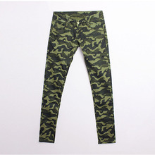 5XL Size Camouflage Pants Women 2016 Summer Street Snap Fashion High Elastic Slim Fit Camo Ankle Length Pants