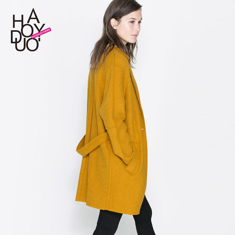 Lady Maxi Jacket 2015 Winter Coat Women Casaco The streets of a button yellow mustard-colored dream coat long section of double-