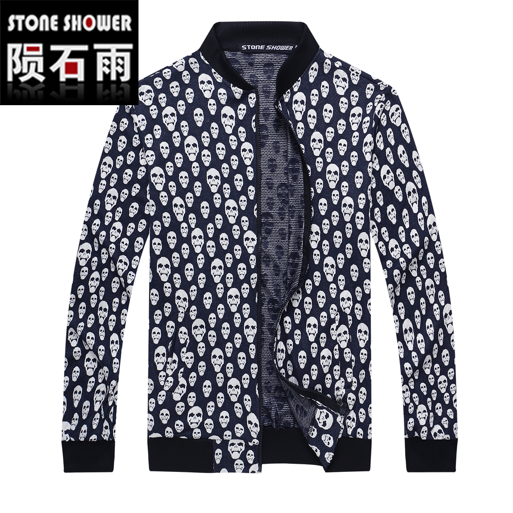 2016 new men jacket with skulls baseball collar outerwear zipper fly bomber jackets coats homme