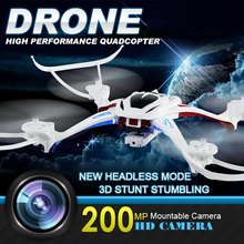 Free Shipping U807 Remote Control Helicopter Headless Mode 6 Axis 2.4G RC Quadcopter 360 Degree Stumbling 2.0MP Camera Drone