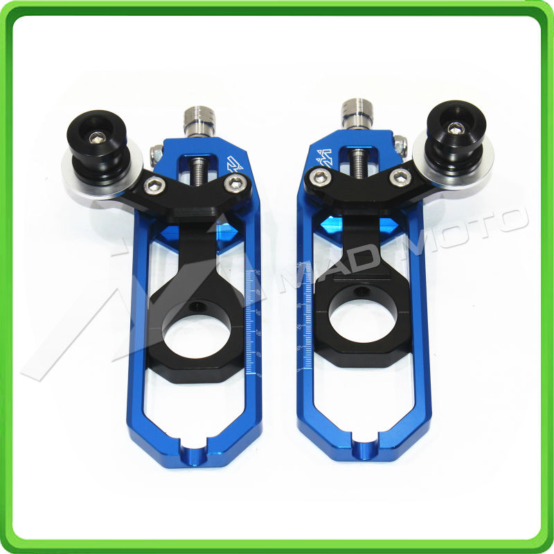 MAD MOTO free shipping Aluminum motorcycle Chain Tensioner Adjuster with spool fit for YAMAHA YZF R1 2006 YZF-R1 06 blueblack 02
