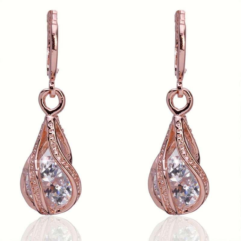 New Arrive Vintage Jewelry Rose Gold Plated Austrian Crystal Drop Earrings For Women Fashion ...