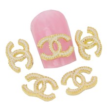 10pc/bag Brand Logo Alloy Nail Art, New Design 3d Gold Nail Charm Jewelry Women Nail Tip Accessories DIY Styling Tool MA0146