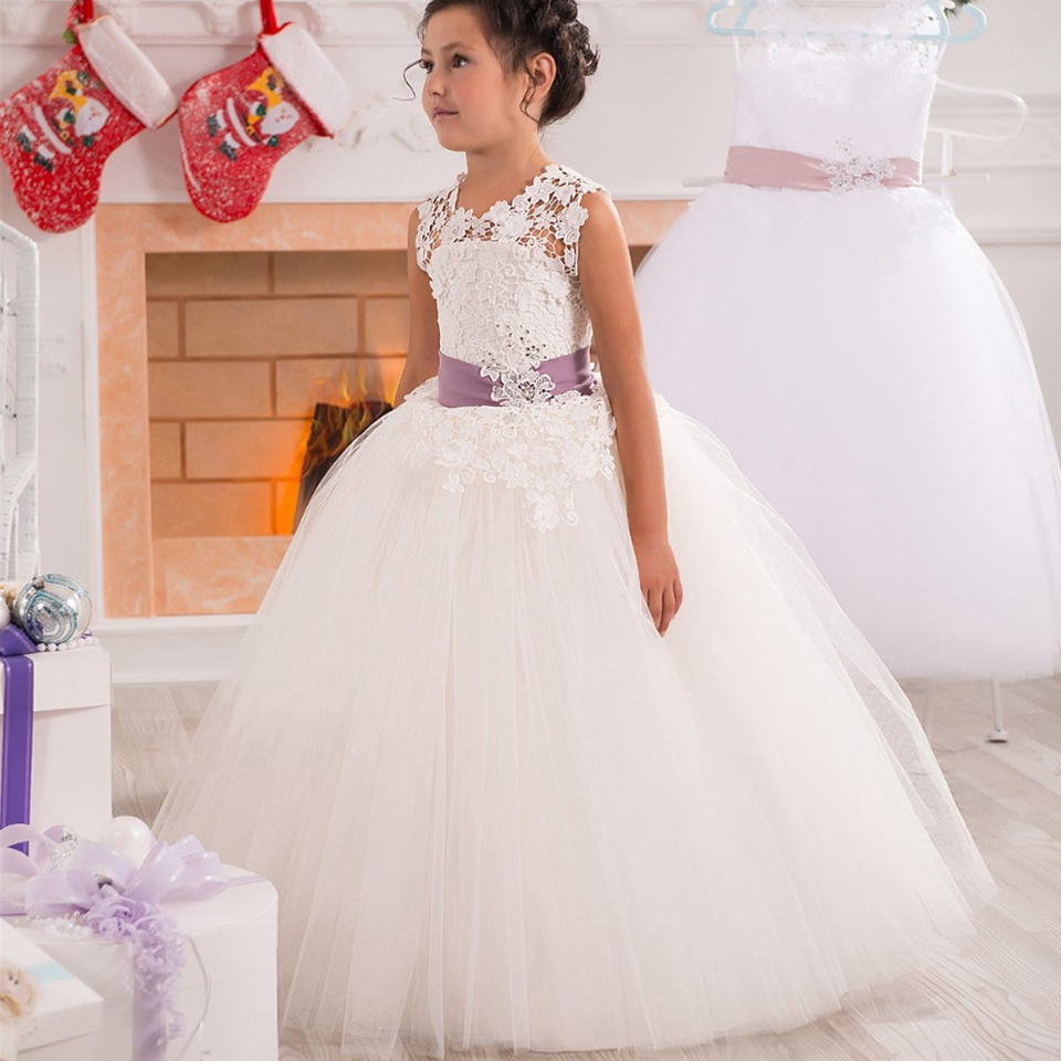 Vintage Prom Little Girl Gowns Lace Appliques Tulle ...