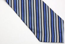 NT0586 Blue Gray Strpe New Classic Silk Polyester Man s Jacquard Woven Necktie Business Casual Knitting