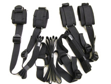 Black satin bedroom sex bondage restraints system,underbed restraints for beginners ,bed restraints hand and ankle cuffs