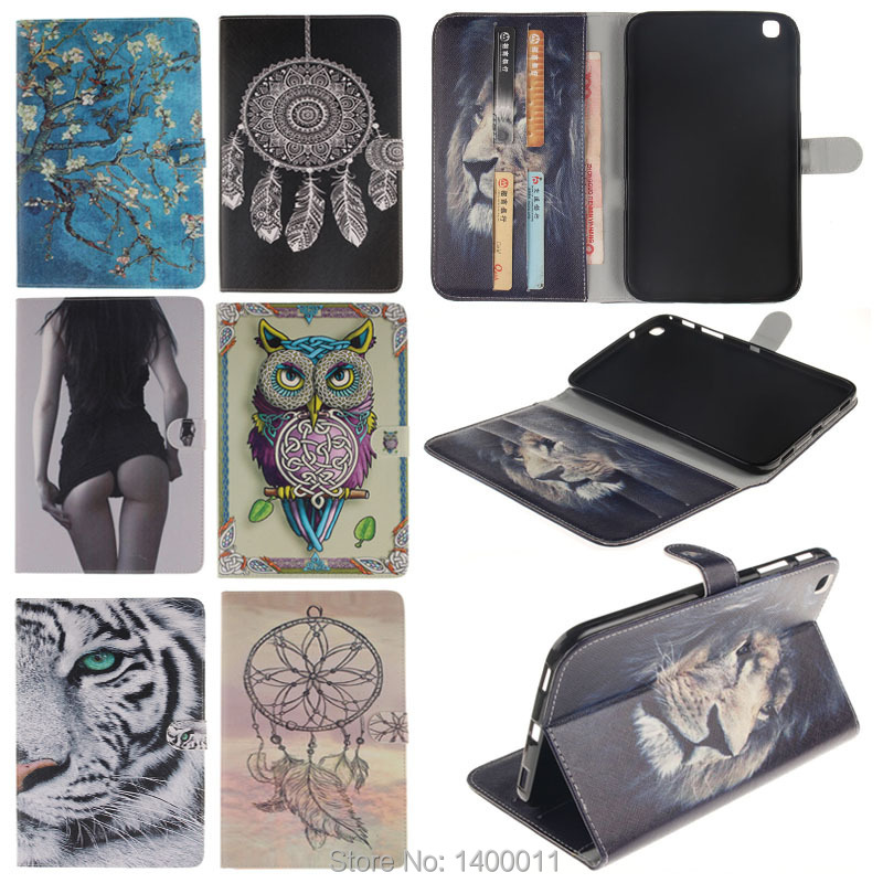 Гаджет  Painting Magnetic Cover Leather Case for Samsung Galaxy Tab 3 8.0 T310 T311 T315 Tablet Flip Book Style Stand with Card Holder None Компьютер & сеть