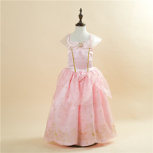 Free Shipping Retail 1pc 2015 New Girls Movie Cosplay Costume Fairy Cinderella Princess Dress Fancy Bows Party Dresses 1503 Pink