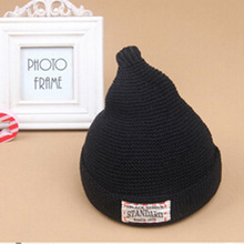 New Fashion Kids Hats Spring Knitting Dress Hat Cap Autumn Winter Labeling Beanies Skullies Candy Color pacifier pointy HT022