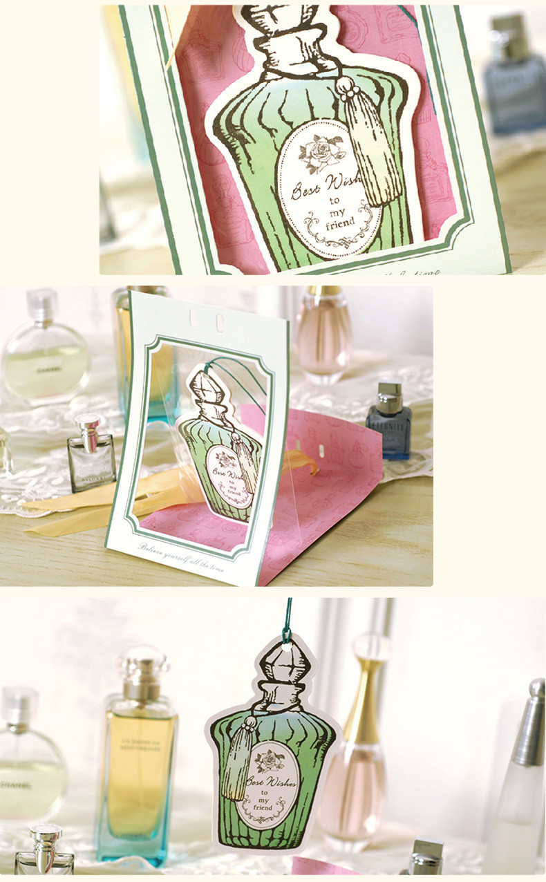 romantic pink perfume bottle gift tags with mribbon strings for wedding