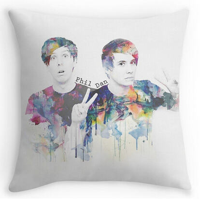 Custom Printting Pillow Cover Phil Lester and Dan Howell 16x16 18x18 20x20 24x24 inch Two Size Zippered Pillowcase Bedding Set