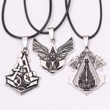 Game Jewely Assassins Creed Fine Jewelry Rope Chain Gear Blade Pendant Necklace Silver Plated Theme Logo Assassins Creed Jewelry