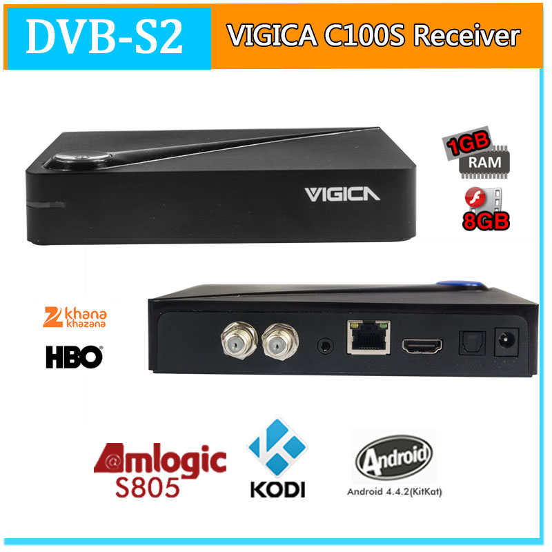 20pcs VIGICA C100S DVB-S2 Digital Satellite Receiver Support Cccam Newcamd & Amlogic S805 Quad Core Android 4.4 TV Box