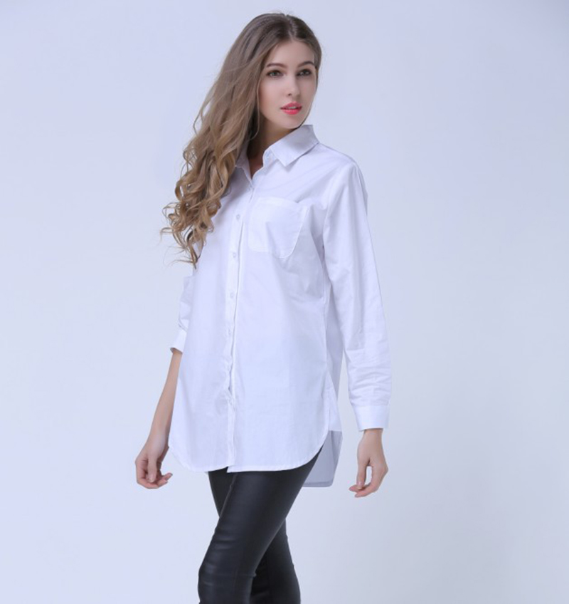 2016 New Spring font b Women b font Plus Size 4XL 5XL Cotton Pure White Shirt