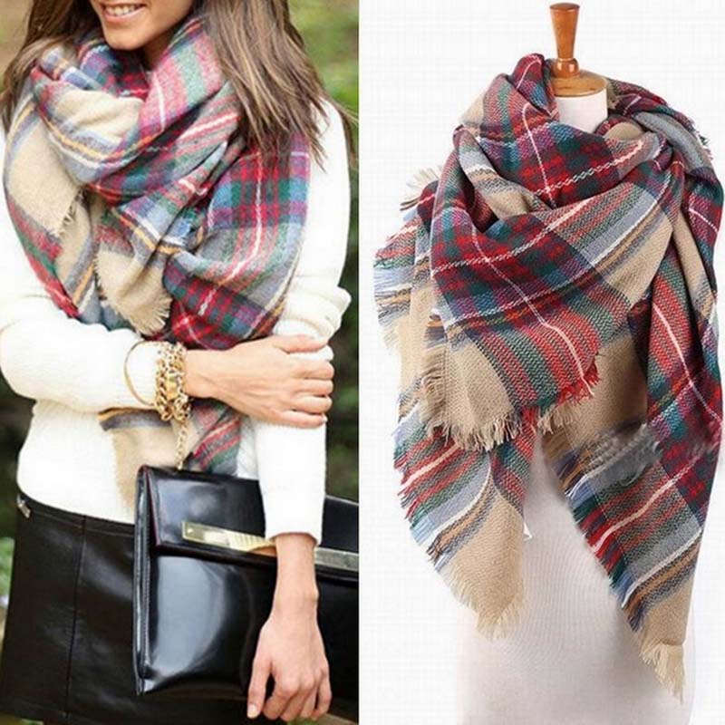 Fashion Blanket Oversized font b Tartan b font Scarf Wrap Shawl Plaid Cozy Checked Pashmina Women
