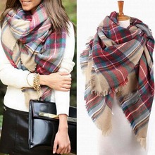 Fashion Blanket Oversized Tartan Scarf Wrap Shawl Plaid Cozy Checked Pashmina Women Hot Shawl Scarf