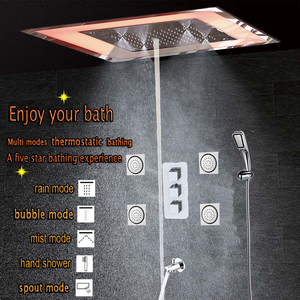 Luxury Led Bathroom Shower Mixer Massage Spa Jet Wall