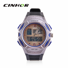 Ohsen AD1301 con estilo del deporte de hombre analógico + Digital de cuarzo reloj de pulsera – negro + azul ( 1 x CR-2025 )