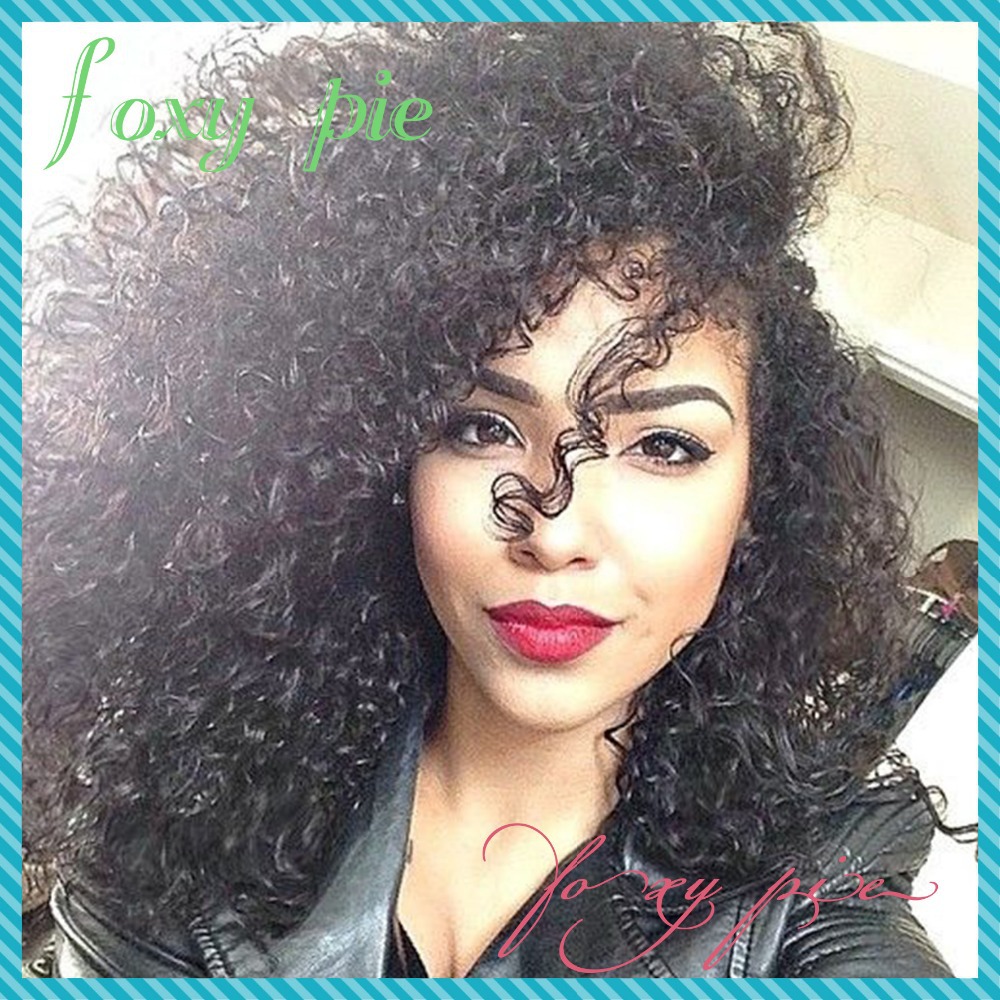Foxy Pie Products 180density 1b Front Lace Human Hair Wig Afro Kinky