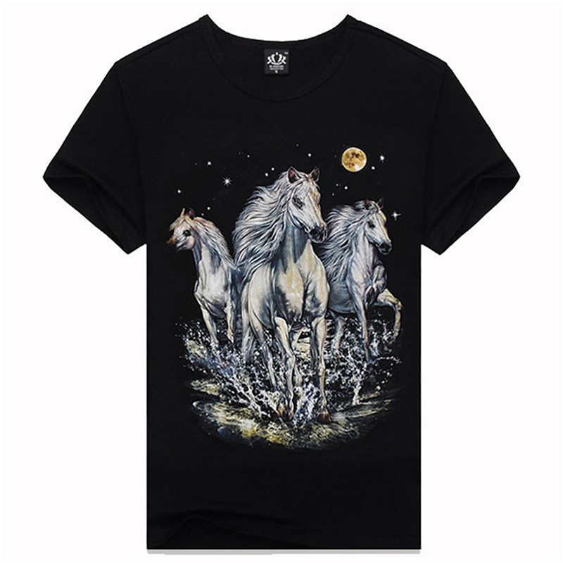 Mens 3D Print Shirts Animal Skull Tiger Wolfs Crew Neck Top Tee T Shirt Summer Style