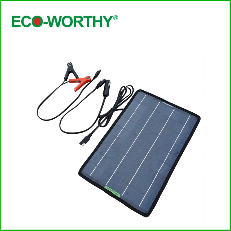 12V 10W Portable Solar Panel Battery Charger for Boat Car Camping Power with Clips 12V 10W Portable Solar Panel Battery Charger for Boat Car Camping Power with Clips