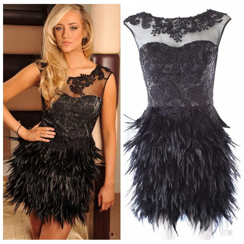 lace and feather dress