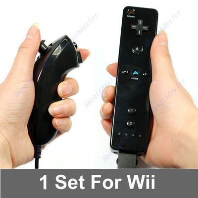 J34 Free Shipping Remote and Nunchuck Controller for Wii Black