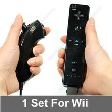 J34 Free Shipping Remote and Nunchuck Controller for Wii Black