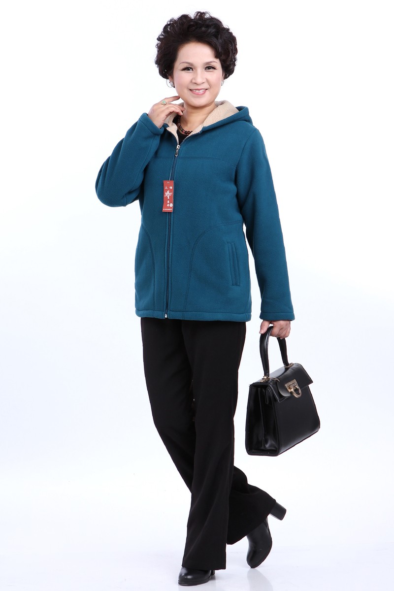 Winter Middle Aged Womens Hooded Imitation Lambs Fleece Jackets Ladies Warm Soft Velevt Coats Mother Overcoats Plus Size (3)